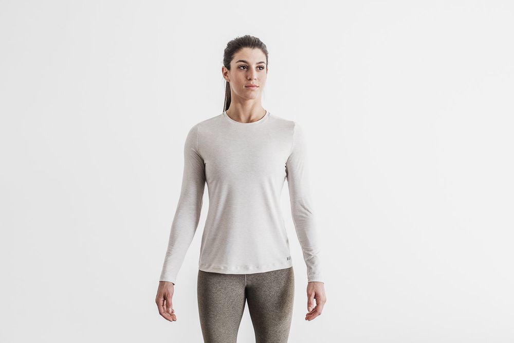 NOBULL Women's Long Sleeve Tee - Oatmeal - Ireland (5180BRNHO)